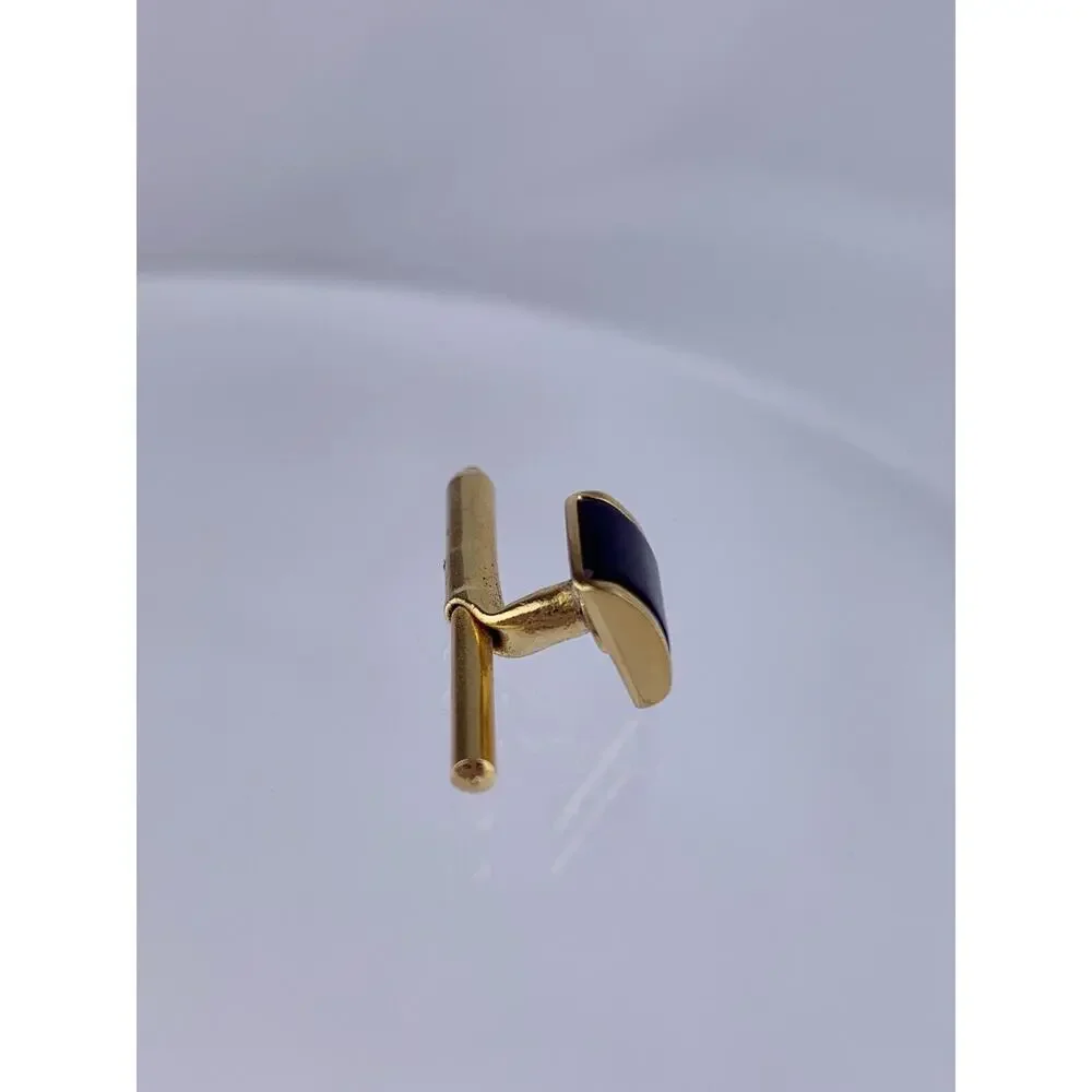 Single Curved Onyx 10k Gold Plated Tuxedo Shirt Dress Stud Rectangle Vintage O1
